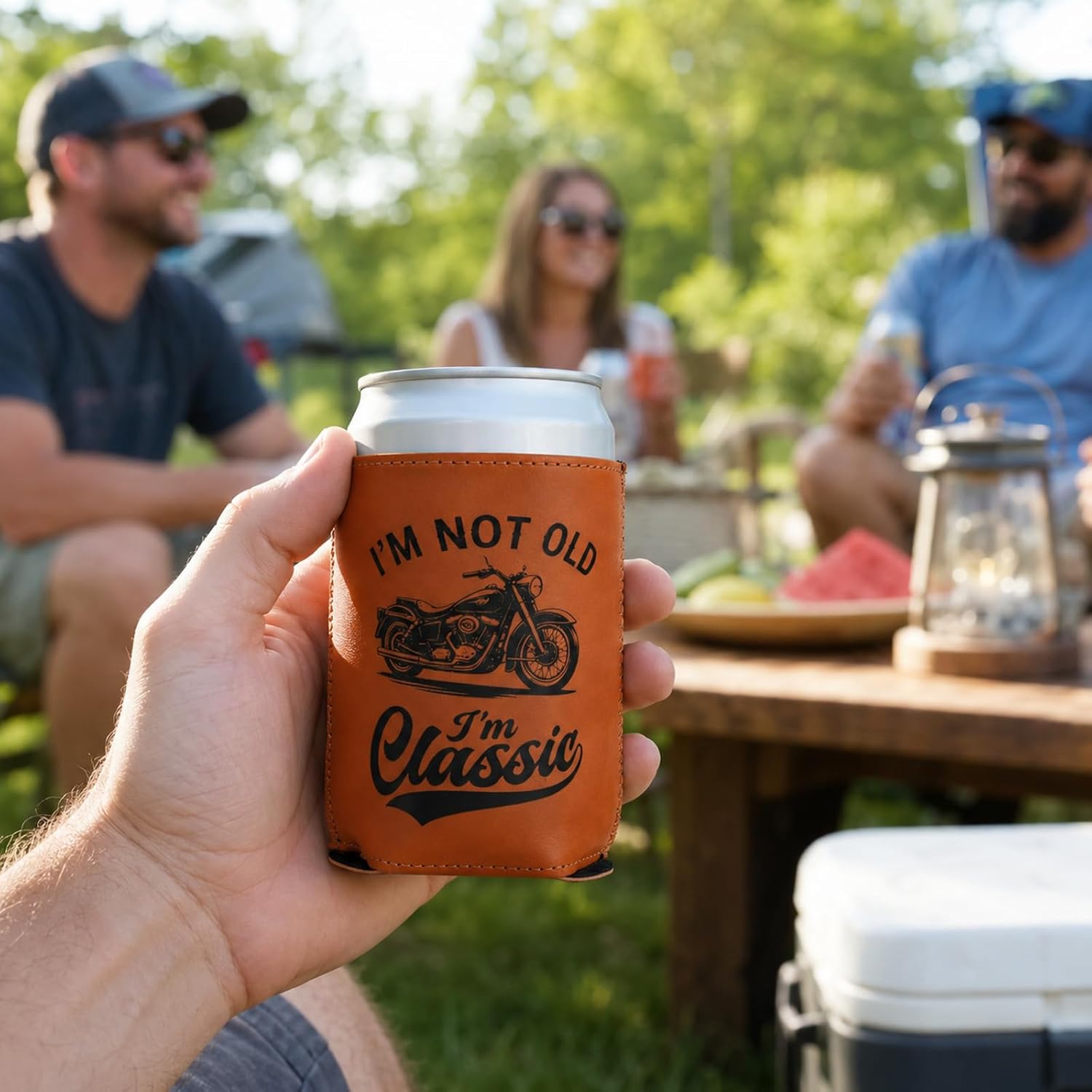 PU Leather Can Cooler, Funny Birthday and Father’s Day Gifts for Dad from Daughter or Son, Beer and Soda Can Holder for Men, Husband, Boyfriend and Grandpa