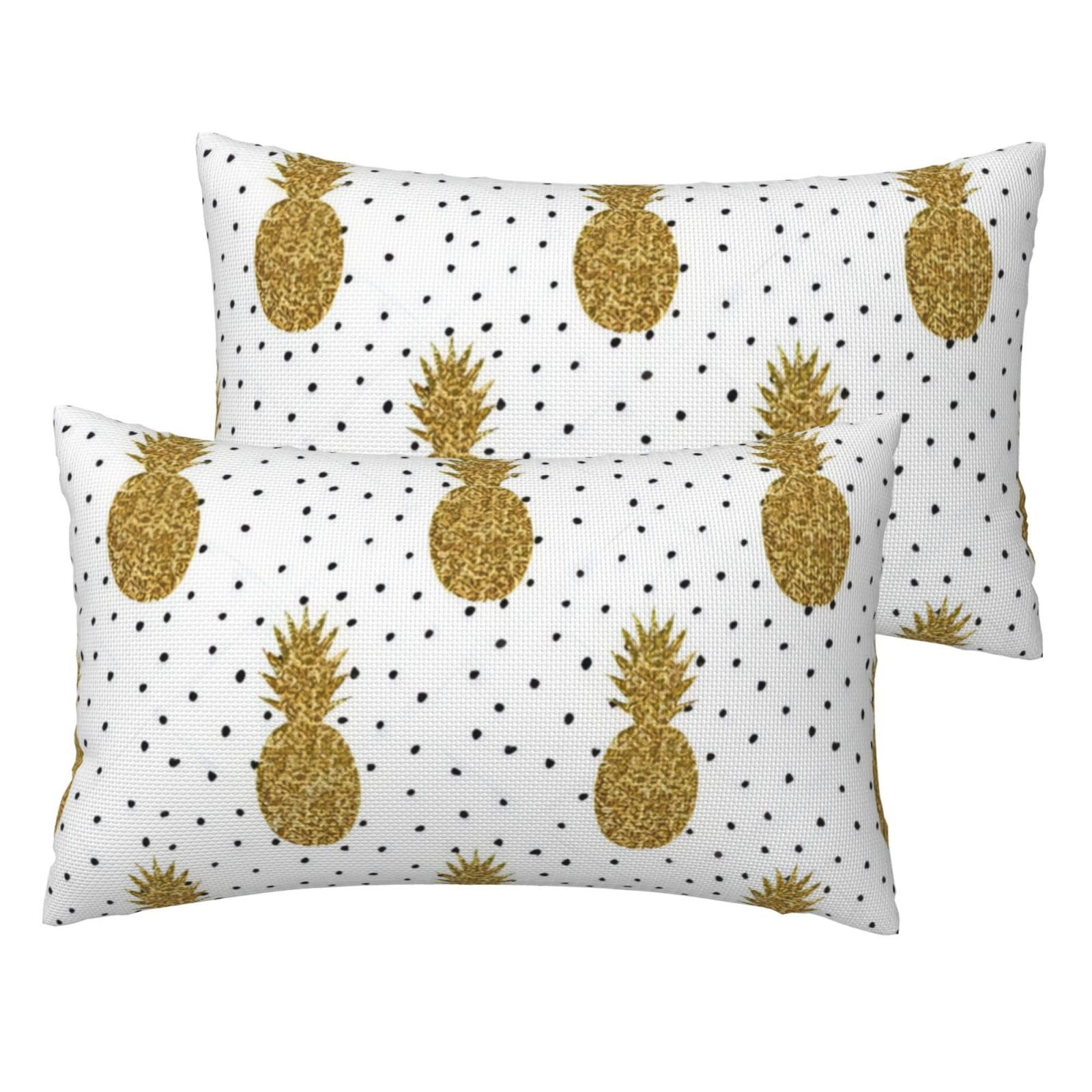 Taies d'oreiller ananas lin doré lot de 2 pour sublimer le canapé de votre véranda