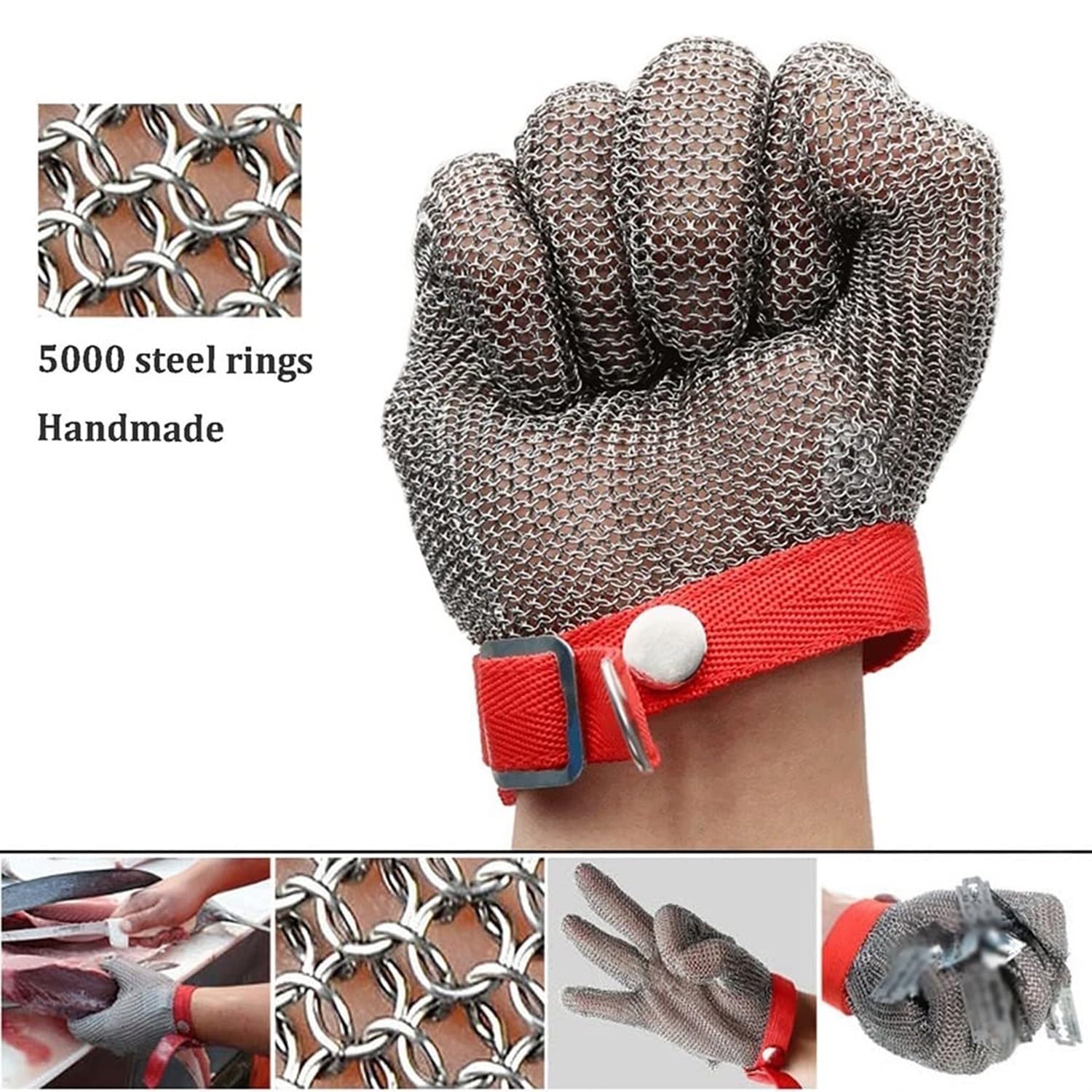 Guantes Anticorte Acero Inoxidable Guante De Trabajo De Seguridad, Guantes Jardineria, Guantes Barbacoa, Guantes Cocina para Cocina, Jardín Y Carpintería