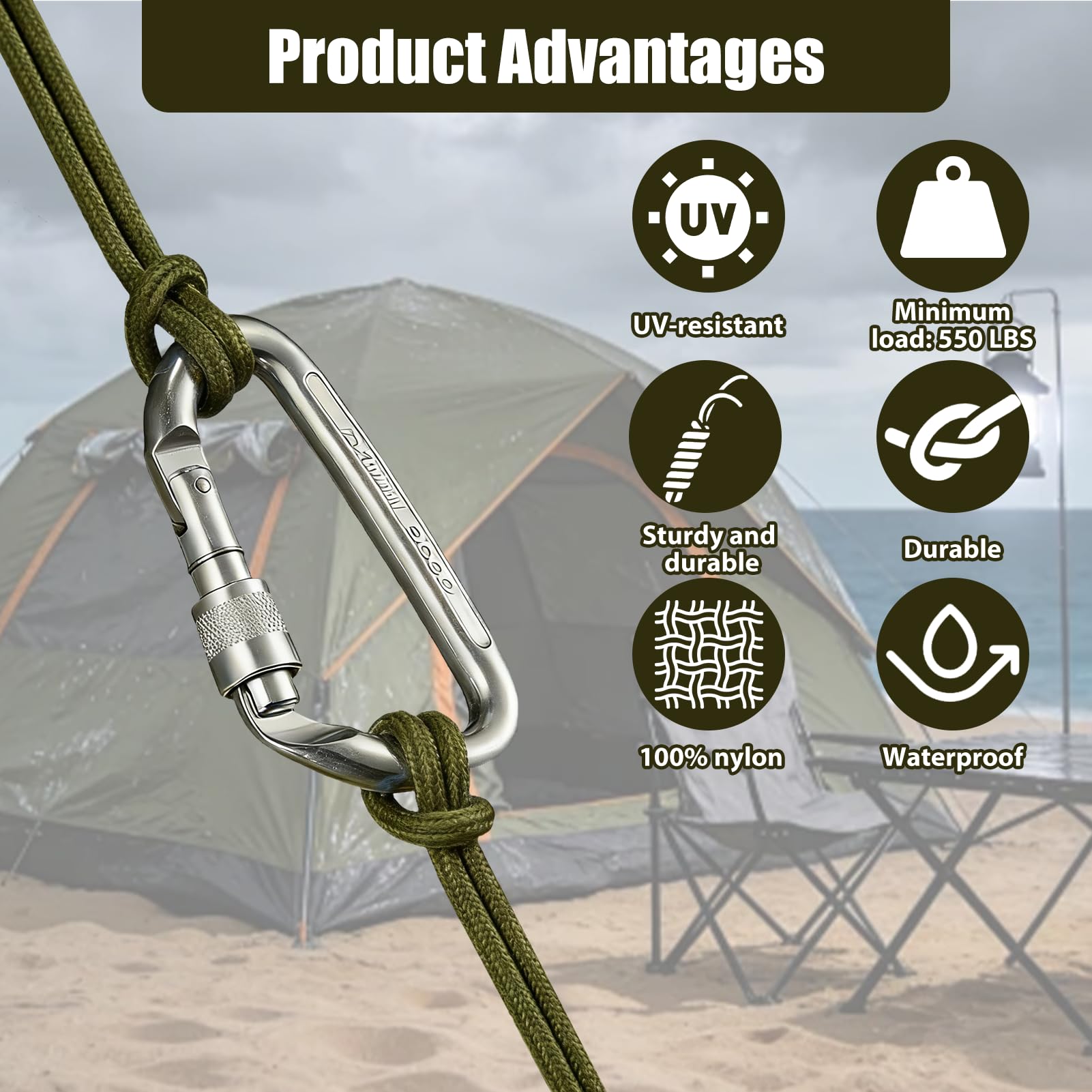 4 Piezas 8 Metros Paracord Cuerda de Nailon Paracaídas Diámetro 4mm, Cuerda Resistente con 7 Hilos de Nylon 100%, Capacidad de Carga, Ideal para Camping, Escalada y Pulseras Paracord — view 4