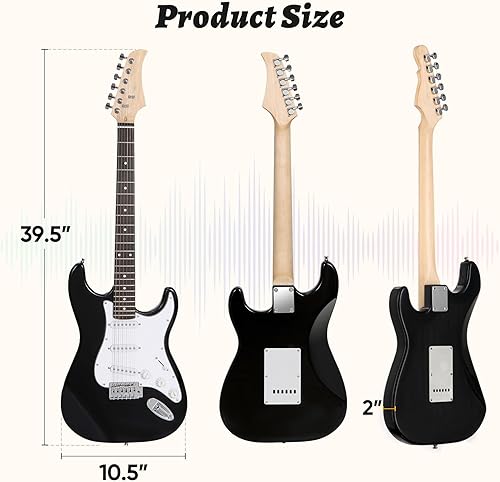 Miniatura 3 de JupiterForce Kits de guitarra eléctrica de 39 pulgadas para principiantes con correa ajustable, amplificador de 10 W y cuerdas para principiantes y