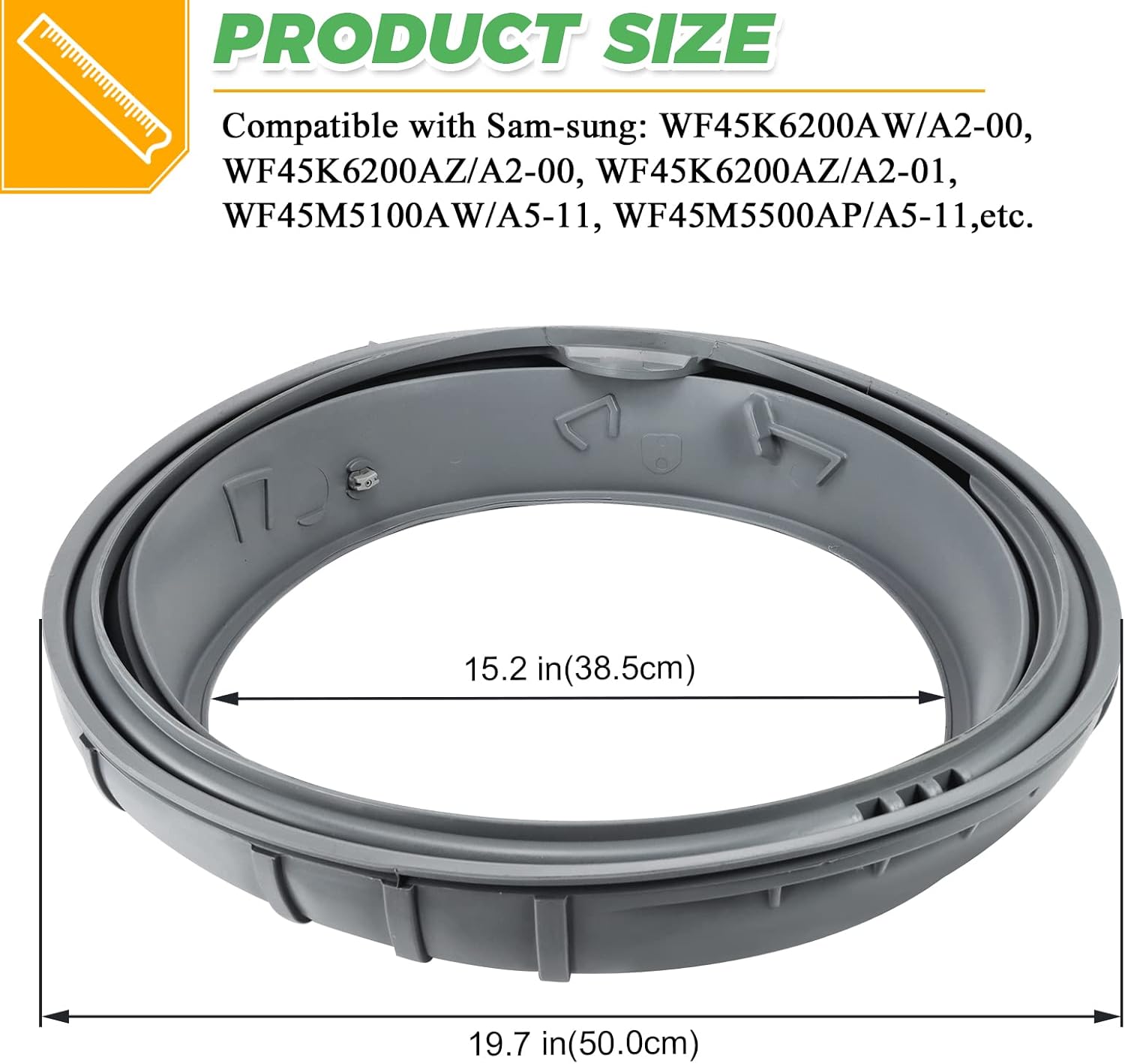 Upgraded DC97-16140P DC97-19755A Washer Door Boot(OEM) by Techecook - Replacement for Samsung Front Load Washer Door Seal WF45K6200AW WF45K6200AZ - Replace DC64-02174A,DC97-19755A,AP6002538,PS11735181