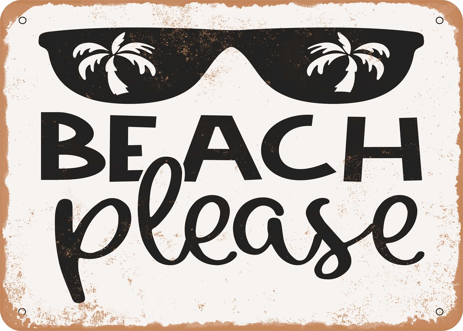 Miaomansenstore Metal Sign - Beach Please - 4 - Vintage Look Sign Home Decor