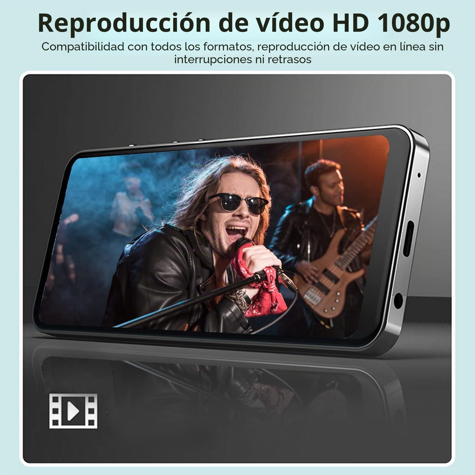 Reproductor de MP4 Inteligente HD de 5,0 Pulgadas, Reproductor de MP4 WiFi Bluetooth Portátil con Pantalla HD Completamente Táctil, Batería de Litio de Gran Capacidad y Chip Octa (128GB)