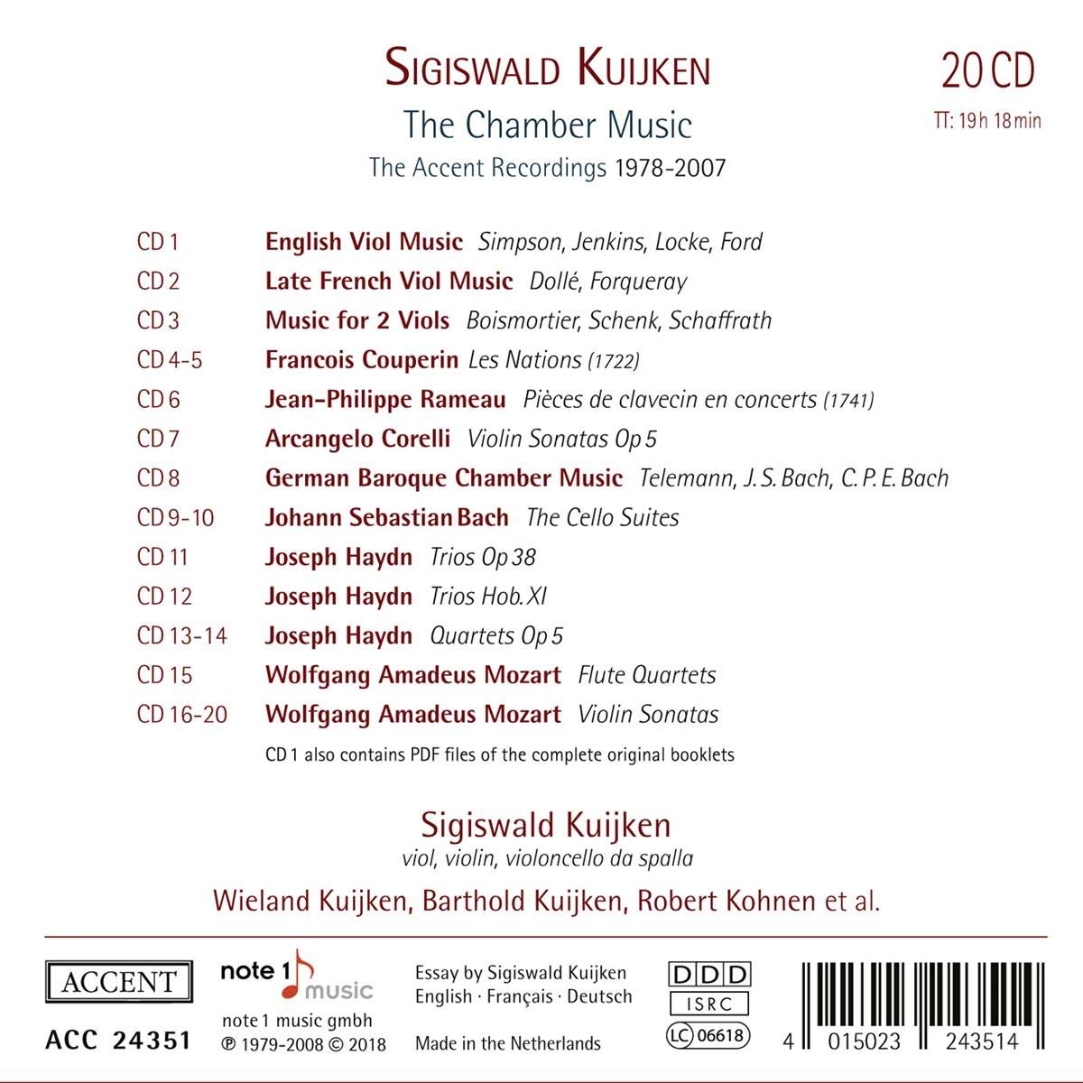 Sigiswald Kuijken - Die Kammermusik - Die ACCENT-Aufnahmen 1978-2007