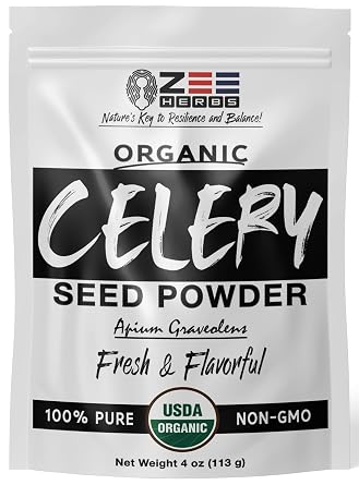 Organic Celery Seed Powder, Apium graveolens Fresh and Flavorful - ZeeHERBS 4 oz