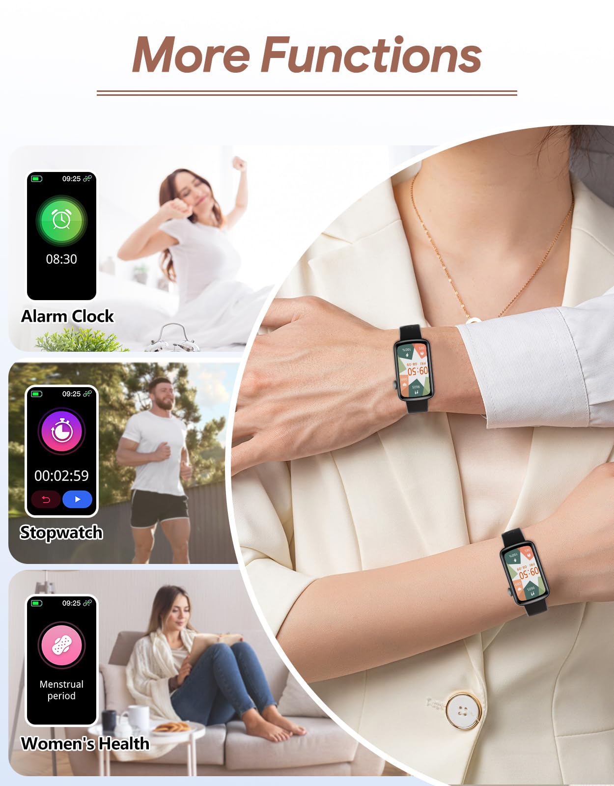 Rastreador de actividad física, relojes de fitness para mujeres y hombres con monitor de frecuencia cardíaca, oxígeno en sangre y podómetro, reloj inteligente de 1.47 pulgadas, contador de calorías 8