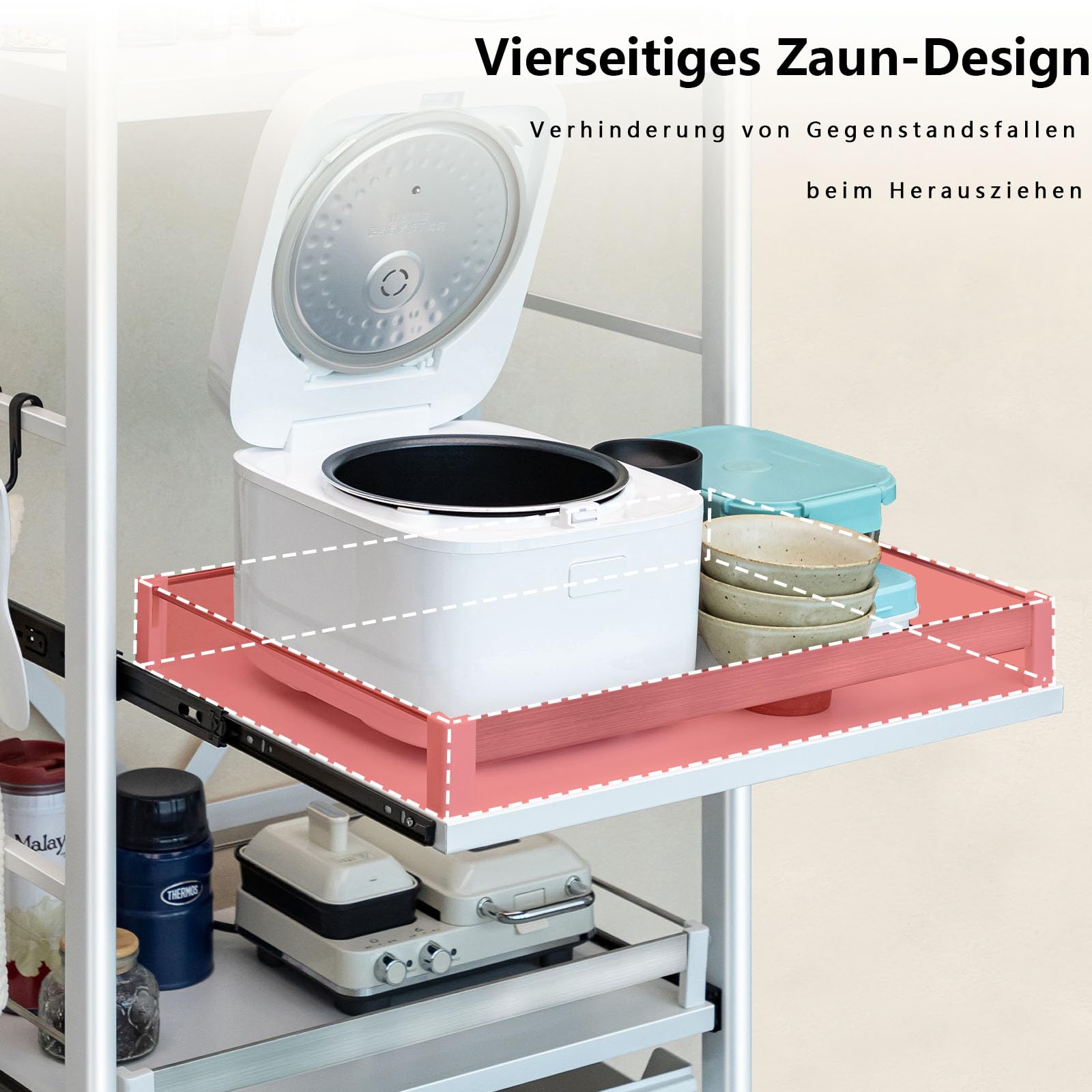 Étagère de cuisine à 4 niveaux en acier au carbone, capacité de 200 kg, étagère de rangement autonome avec plan de travail, organiseur sans perçage pour cuisine, salon, salle de bain, 80 cm de large