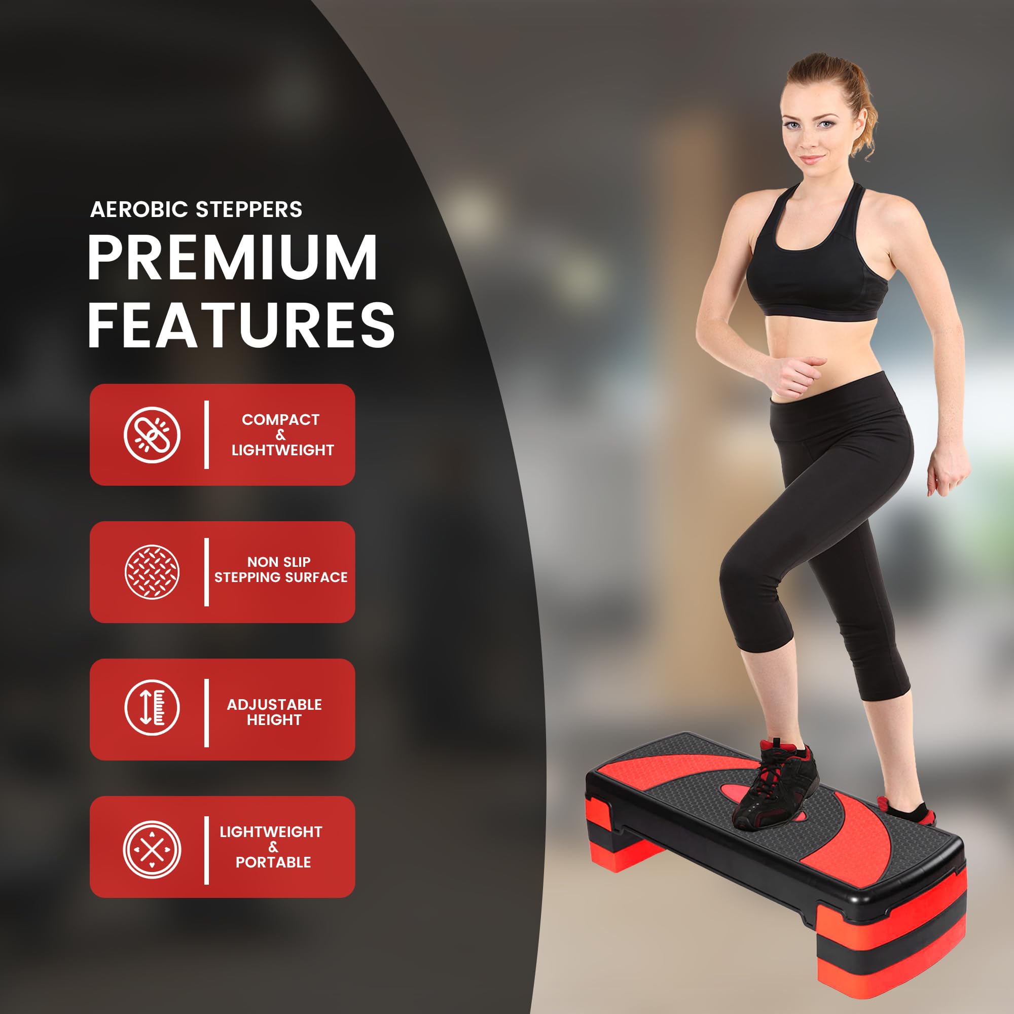 Maxstrength aérobic Stepper Cardio Fitness Step Board-3 niveaux Home Gym exercice Bloc