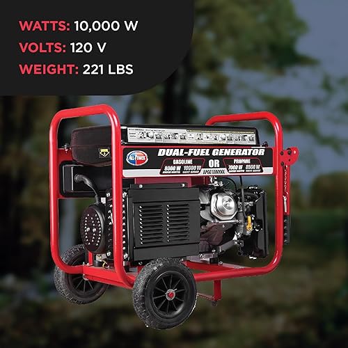 Miniatura 2 de All Power America - Generador de combustible doble de 10000 W, con arranque eléctrico, portátil, APGG10000GL 10000W, gaspropano, color rojonegro