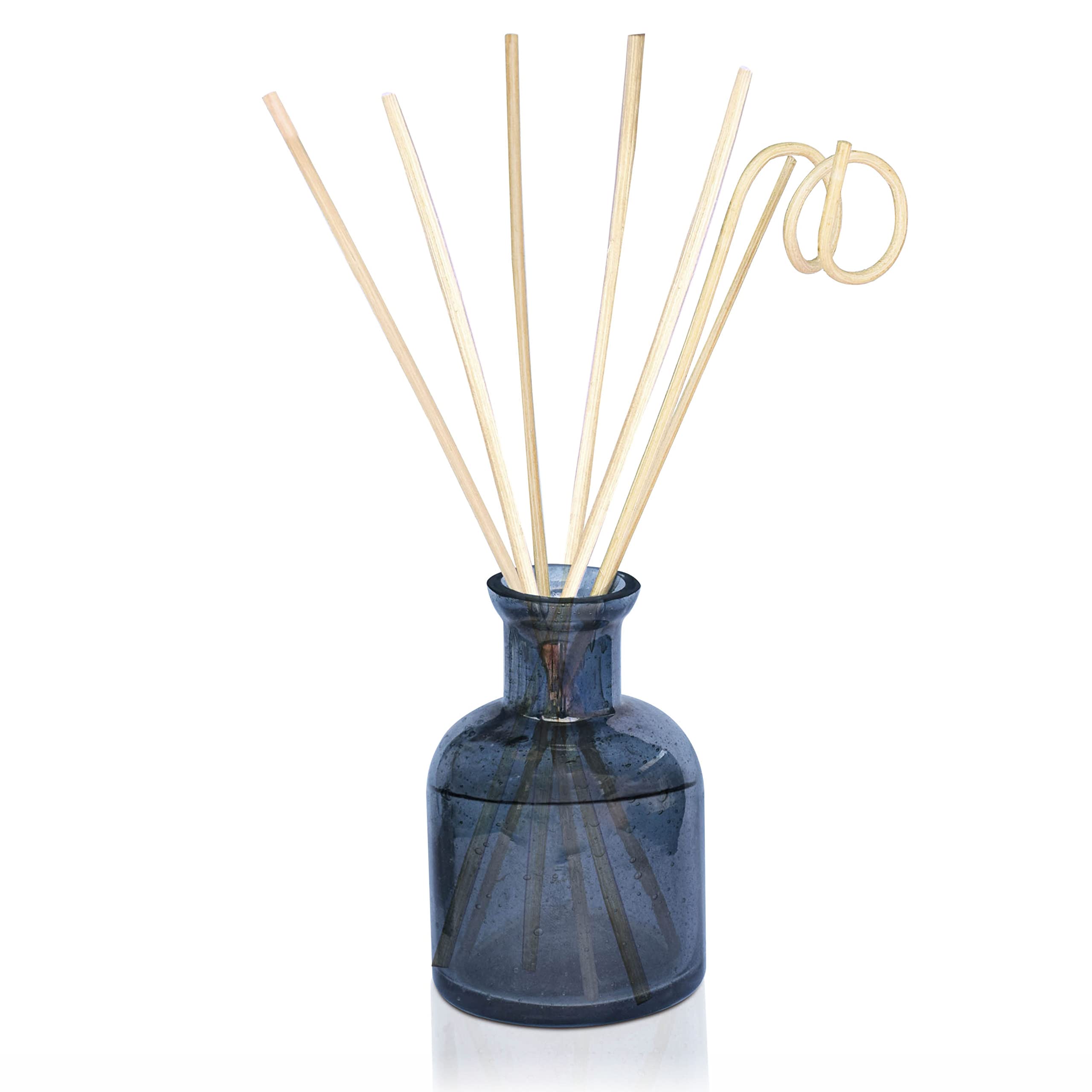 Pure Source India Glass Reed Diffuser Pot/Vase 3.5Inch with 8 Inch 7 Pcs Reed (Smoke Grey)