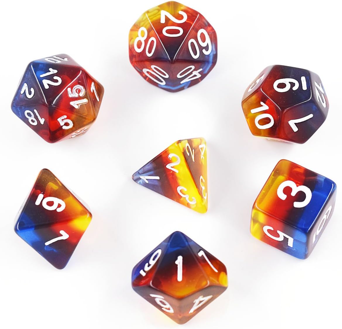 Polyhedral DND Dice Sets D&D Gaming Dice for Dungeons & Dragons Pathfinder Table Gaming Dice Collections with Bags (Burning Cloud)