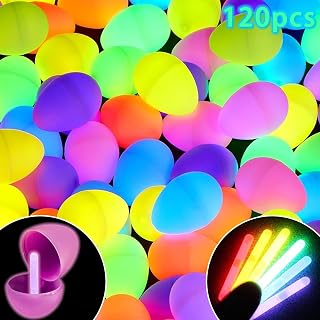 120 Pcs Glow in The Dark Easter Eggs with 120 Mini Glow Sticks - Easter Theme Decorations Supplies