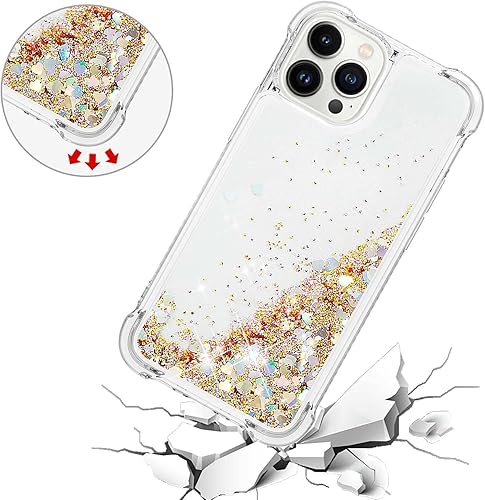 Miniatura 4 de Funda para iPhone 15 Pro Max, funda transparente líquida con purpurina flotante, arena movediza, a prueba de golpes, funda protectora de silicona