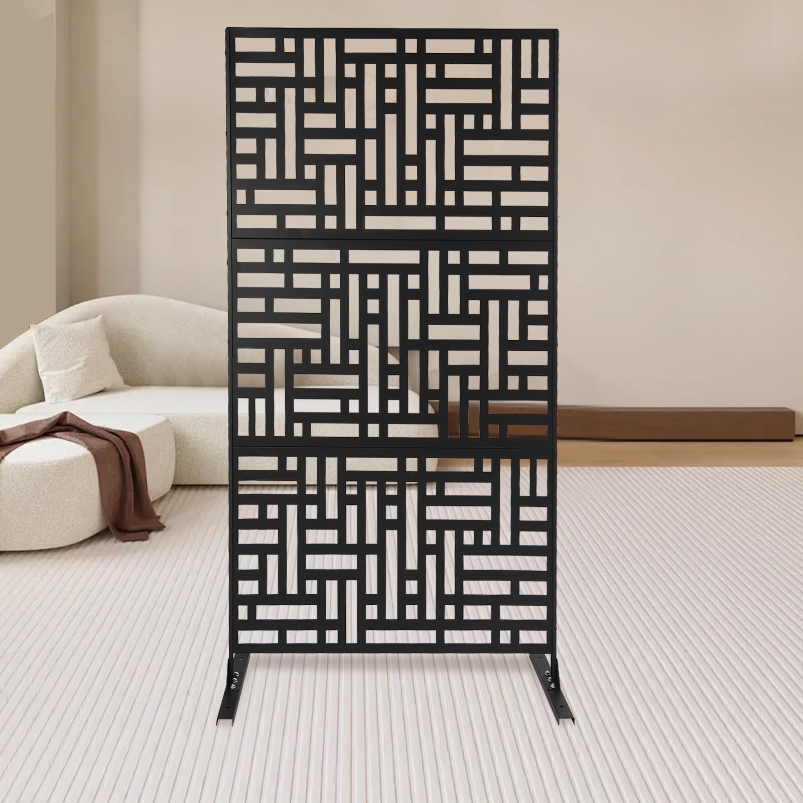 Sichtschutz Stahl Streifendesign Paravent Sichtschutzwand Schwarz