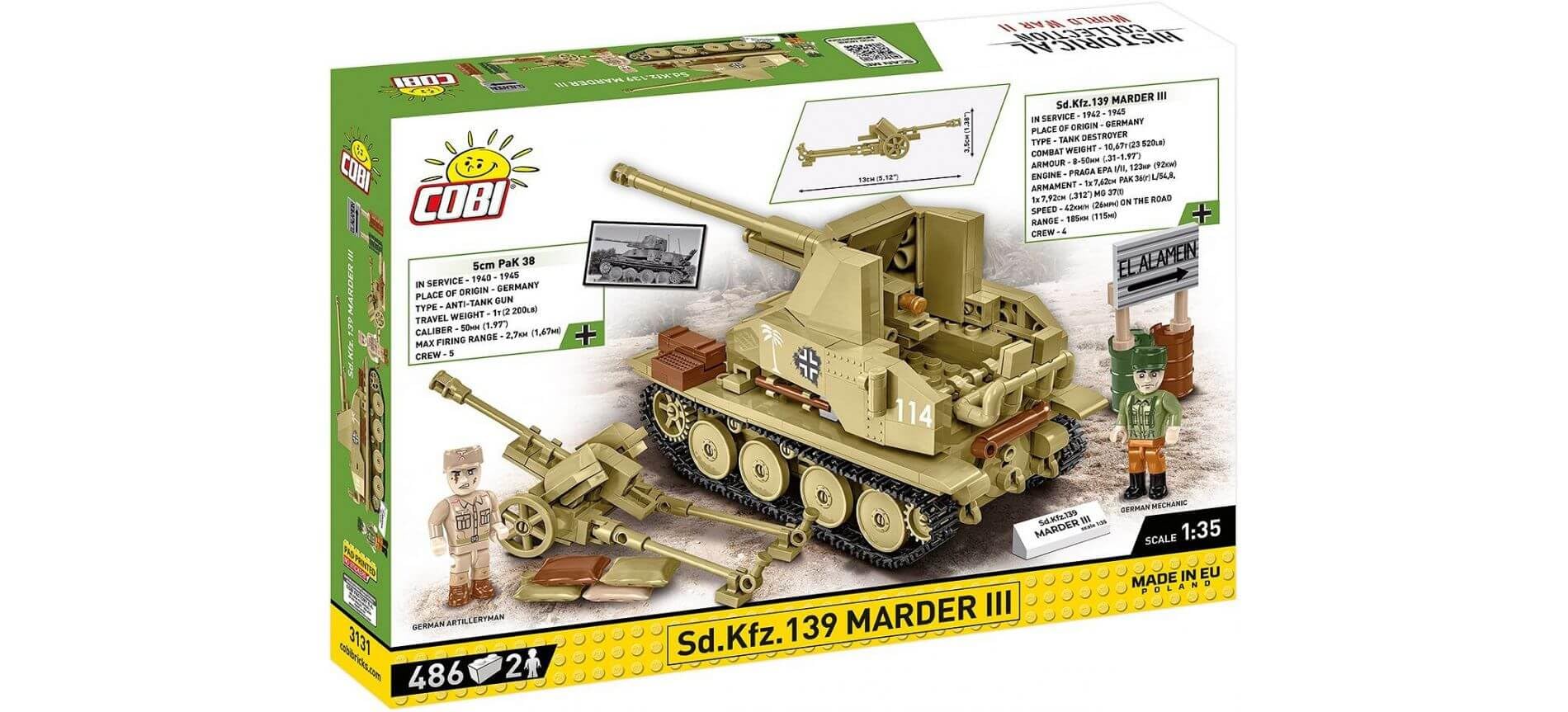 COBI Sd.Kfz.139 MARDER III, Beige, 18 centimeters x 7 centimeters x 9 centimeters - Image 3