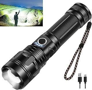 Flashlights LED High Lumens Rechargeable, MAOKE BOLE 20000 Lumens XHP70 Super Bright Flashlight, High Powered Flash Light, Powerful Handheld Tactical Flashlights for Emergency Camping Hiking Gift