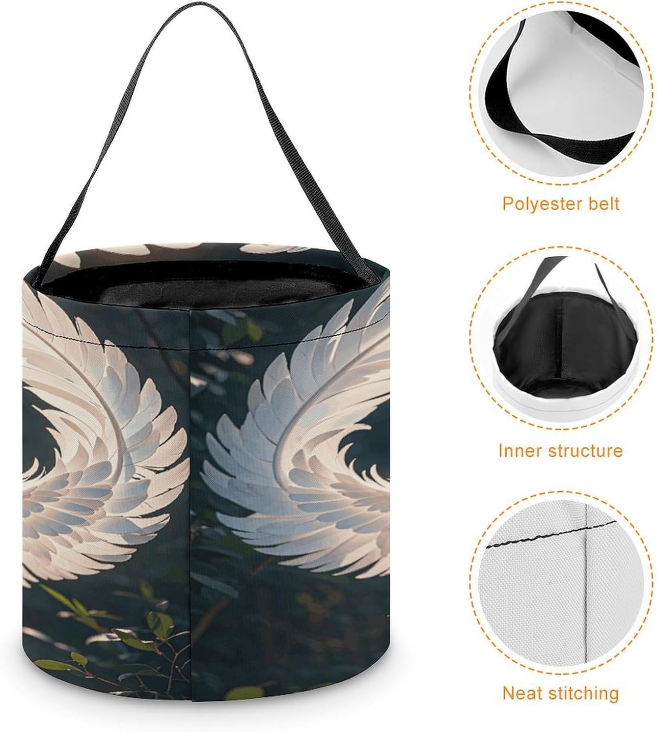 LLUTSNTH Angel Feathers Halloween Tote Treat Bag for Trick Or Treat image 4