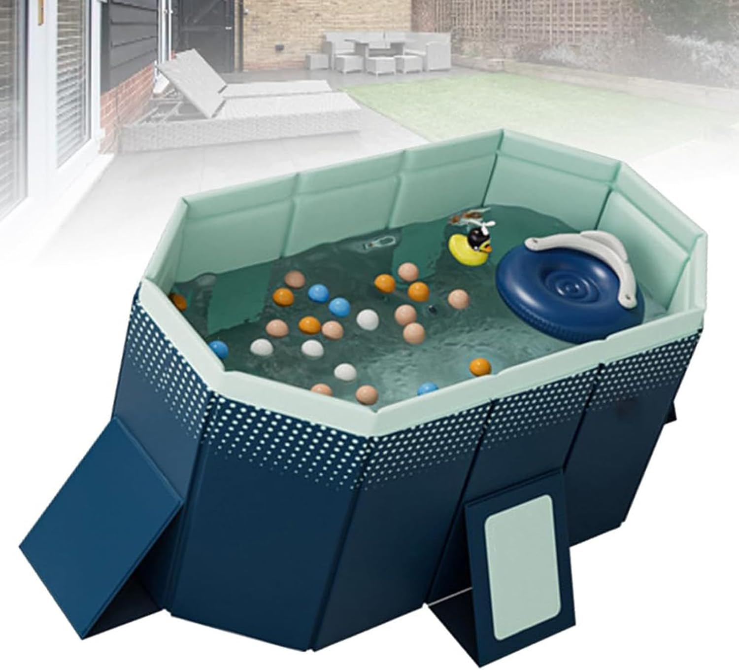 Dog Pool for Large & Small Dogs, Foldable Dog Paddling Pool Dog Bathtub Stable Swimming Pool Pet Child Swimming Pool Non-Slip Portable Blue 160cm
