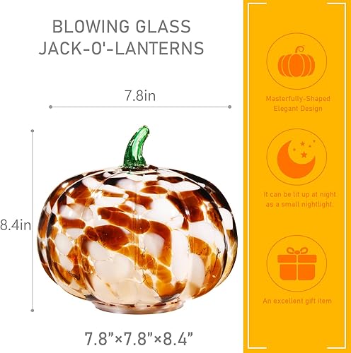 Miniatura 2 de Calabaza de cristal hecha a mano con luces LED cálidas, decoración de Halloween y Acción de Gracias, decoración de otoño digna de regalo, centro de