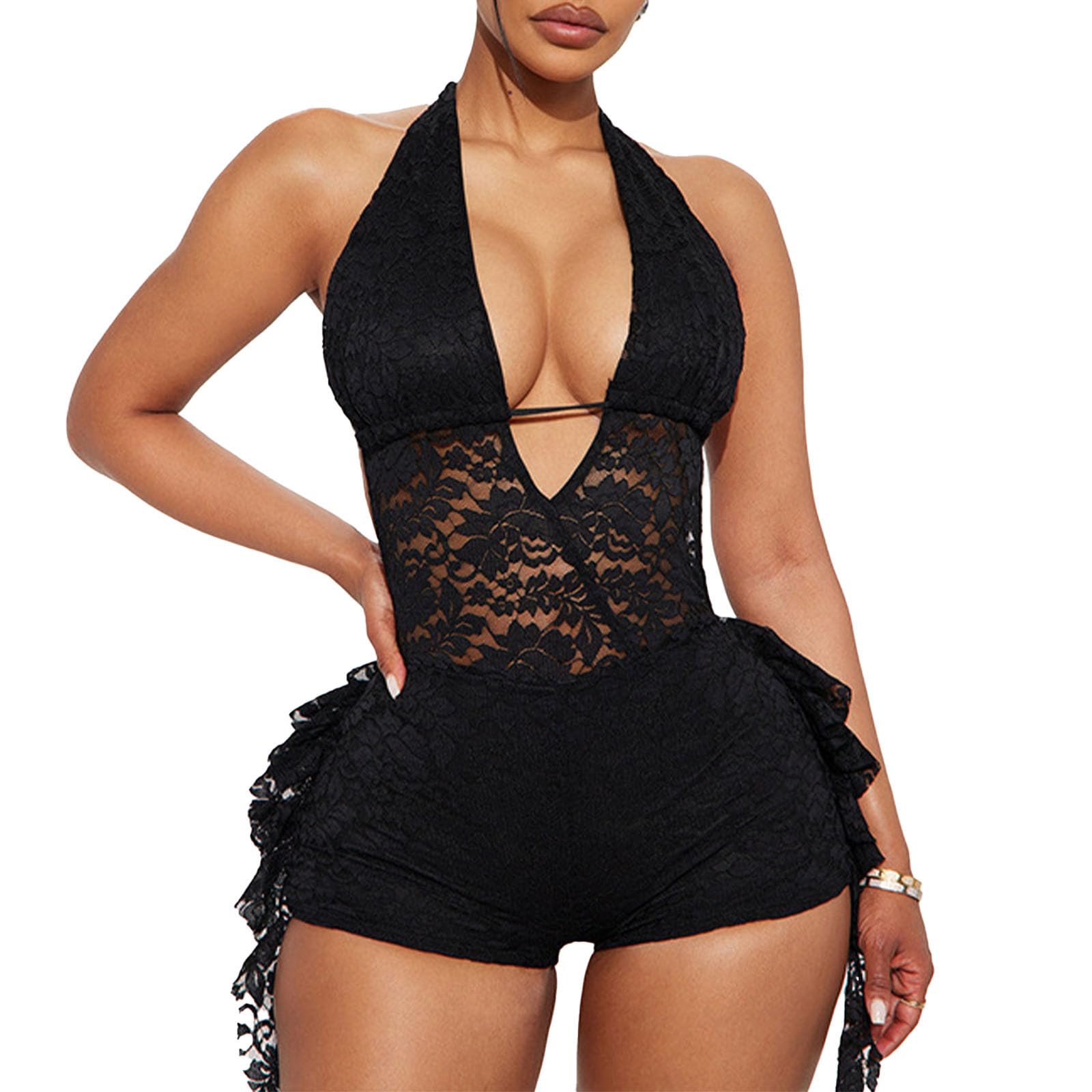 Photo 1 of Molilove Women's Lace Halter Jumpsuit