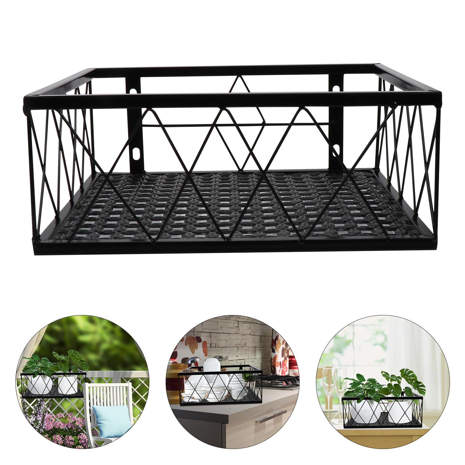 Supporto per Vasi da Balcone in Metallo Nero, Robusto e Decorativo