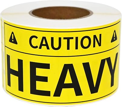 L LIKED Caution Heavy Sticker, 2 x 4 inch Yellow Heavy Special Handling Shipping Pallet Label Stickers, Caution Warning Labels for Shipping, Packing and Moving 300 Labels/Roll