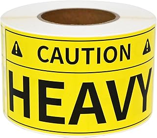 L LIKED Caution Heavy Sticker, 2 x 4 inch Yellow Heavy Special Handling Shipping Pallet Label Stickers, Caution Warning Labels for Shipping, Packing and Moving (300 Labels/Roll）