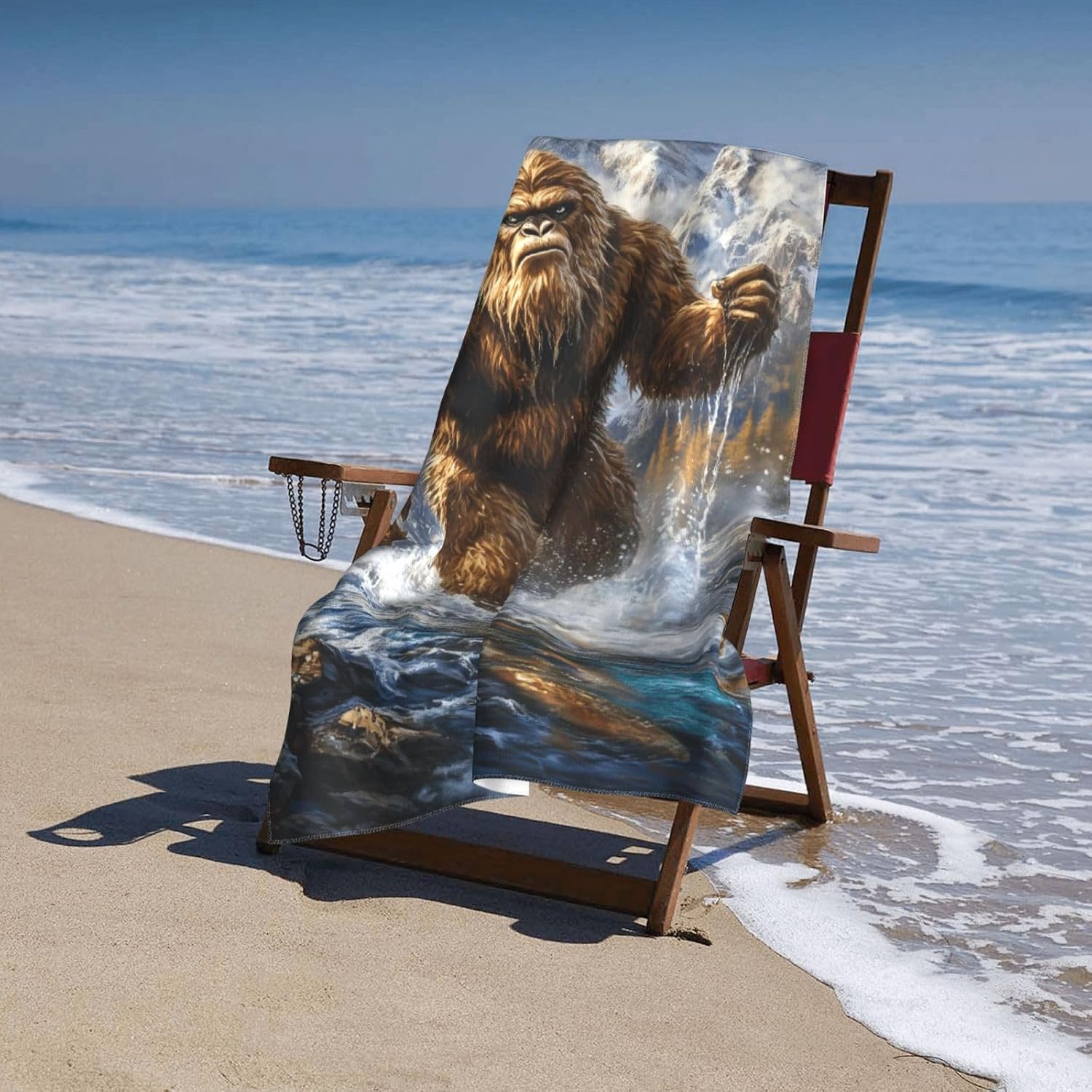 Bigfoot Beach Towel Microfiber Sand-Free Soft Absorbent Quick Dry Big Foot Sasquatch Bath Towel for Travel Pool Swimming Bathroom Travel Gifts for Men Women Beach Accessories 31x51 in