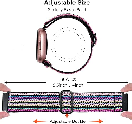Miniatura 4 de Bandas elásticas compatibles con correas Fitbit Versa 2 para mujeres y hombres, pulsera elástica ajustable de repuesto para Fitbit Versa 2, Fitbit