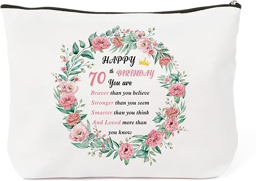 70th Birthday Gifts Ideas for Women Funny Makeup Bag 70 Year Old Birthday Decorations Gifts for Sister Bestie Friend Mom Aunt Grandma Wife Female Teenage Girls Cosmetic Travel Pouch