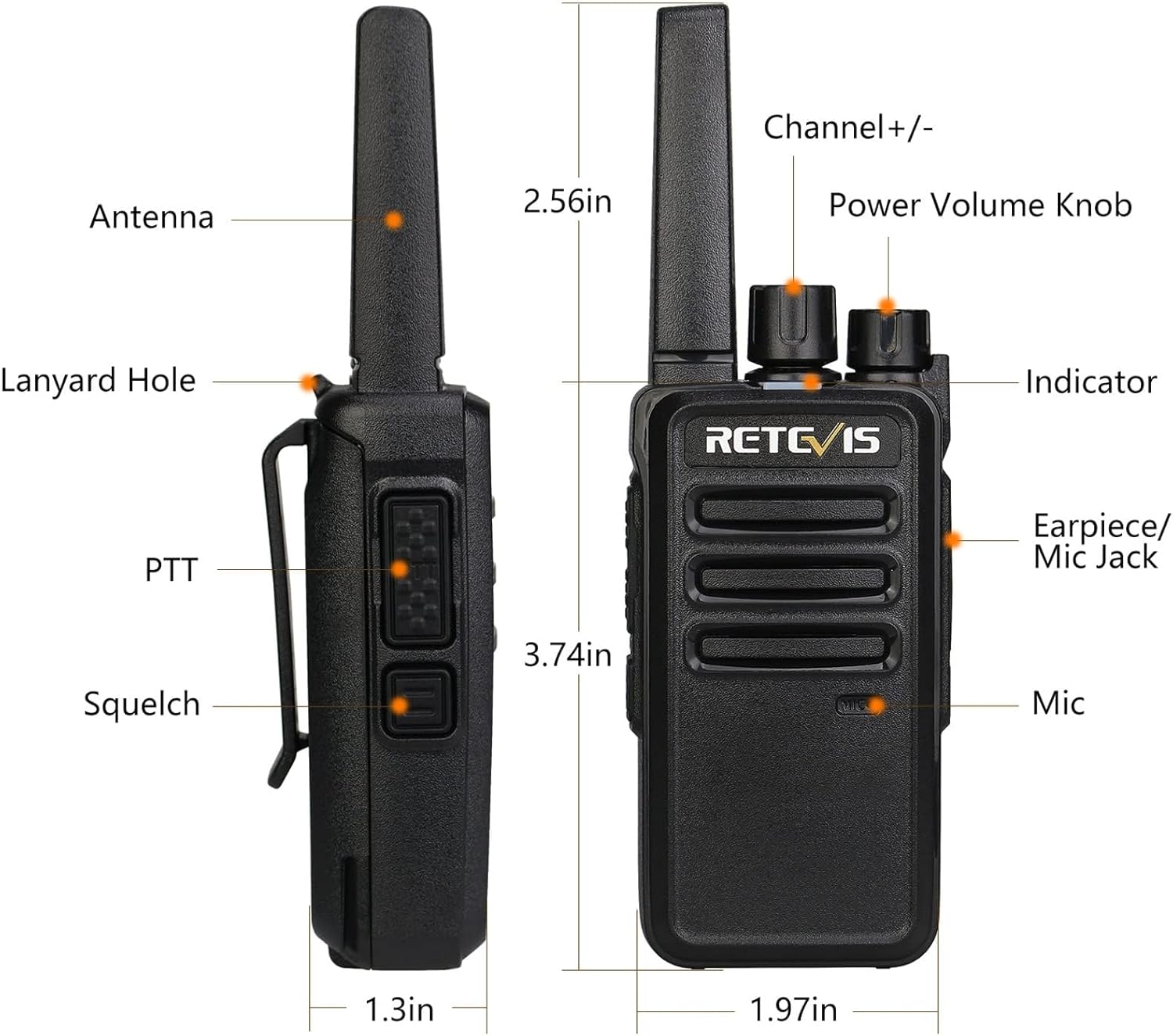 Retevis RT68 Two Way Radios with Earpiece (6 Pack), Bundle with Heavy Duty Walkie Talkies for Adults 2 Pack, Compact 2 Way Radio Long Range Rechargeable with USB Charging Base