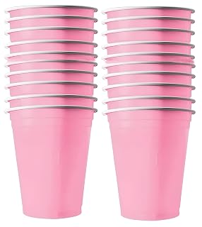 Tickles Pack of 50, Beer Pong Glasses with Free Ping Pong Balls Set, Easy Grip Reusable Drinking Party Cups for Iced Tea, Punch, Cocktail, Couple, Ladies Games (Color: Pink Size: 475 ml)