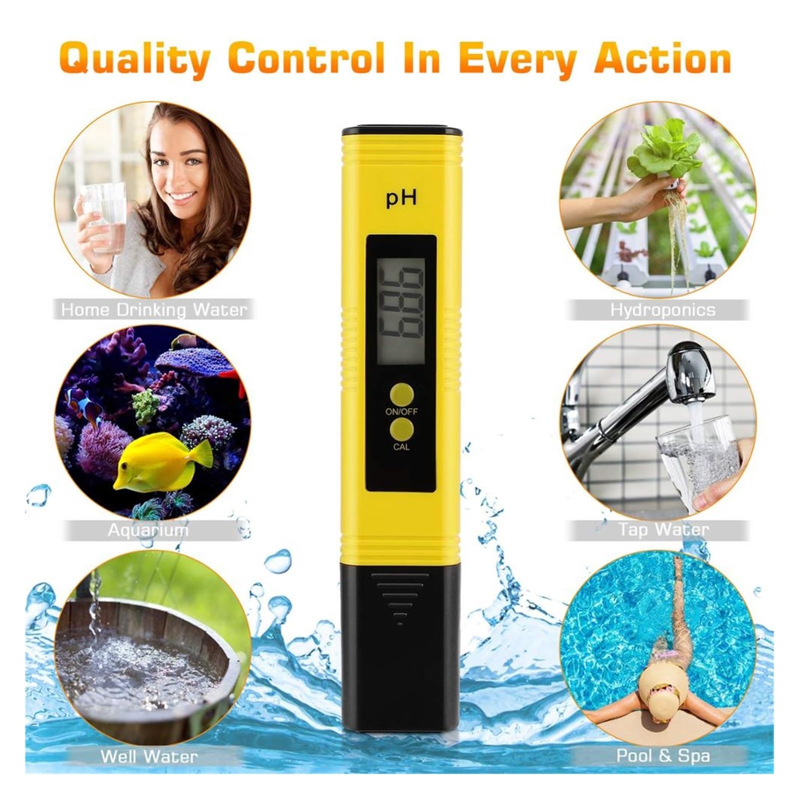 Tester per Acqua Misuratore di PH 0,01 Alta Precisione for Tester qualità Acqua con Intervallo Misurazione 0-14 Adatto for Acquario Piscina Multiuso Accurato Facile