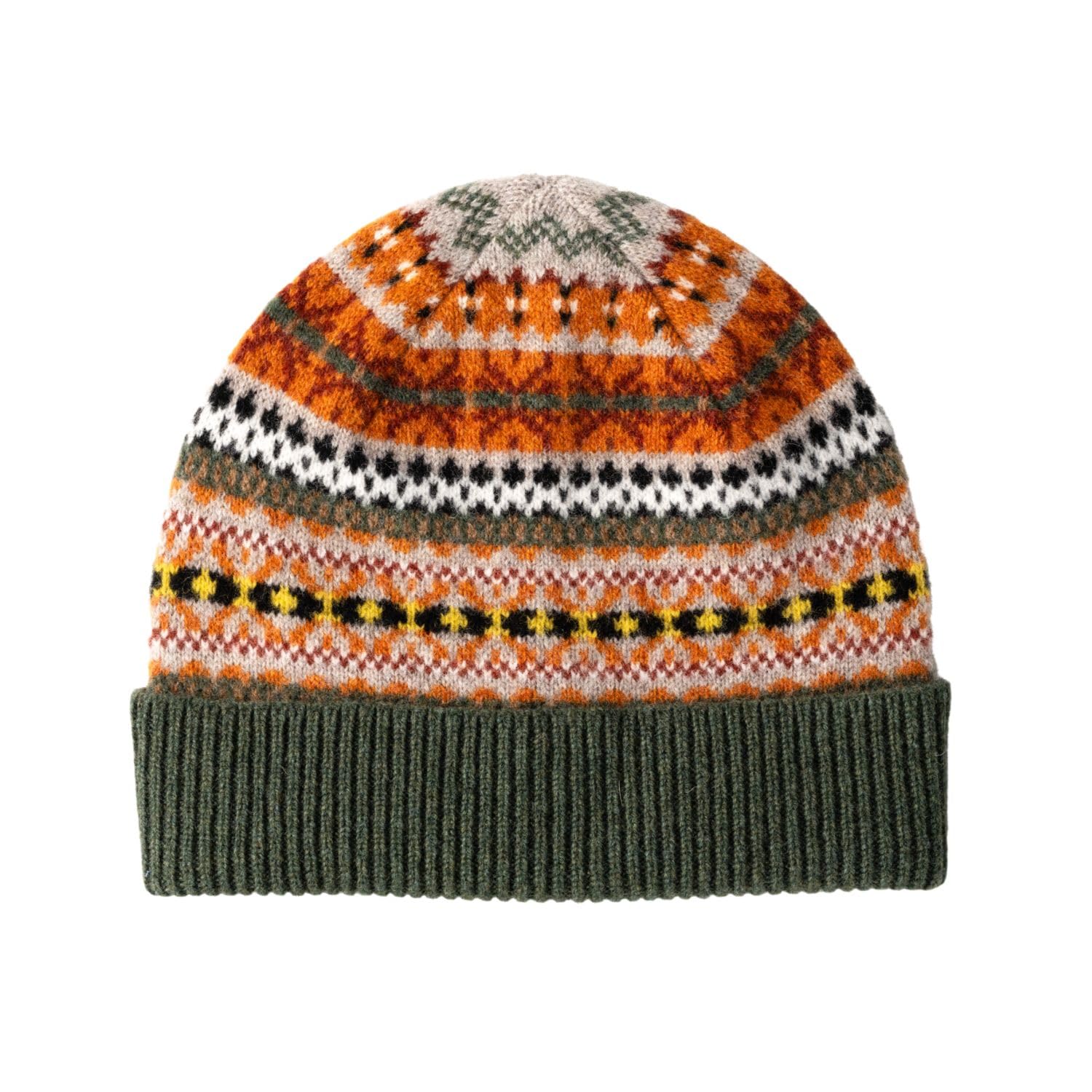 The Cashmere Choice Women's Country Green - 2504 Fairisle Beanie | Kerse | Lomond Lambswool (Country Green - 2504)