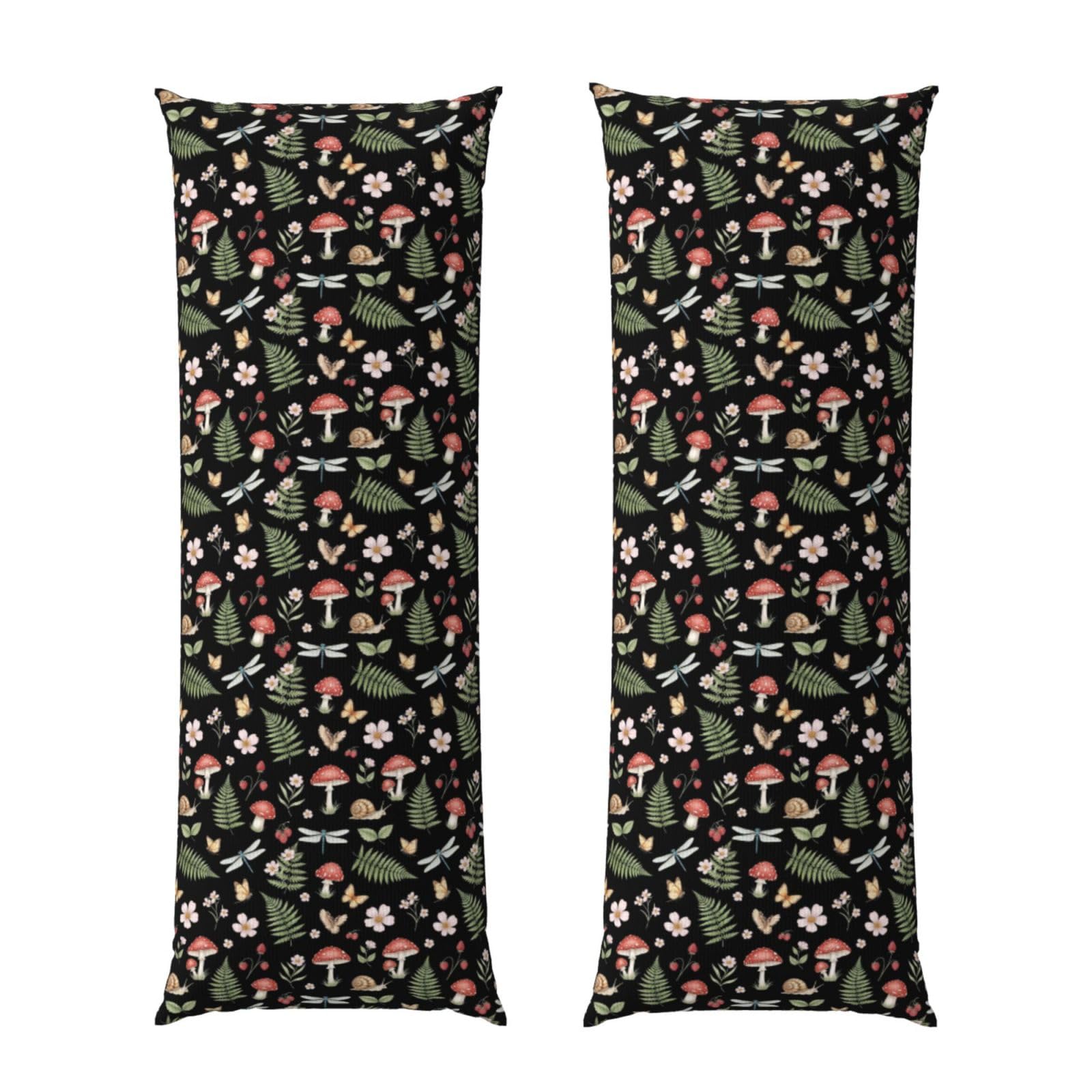 Body Pillow Cover 20x60 Mystery Vintage Magic Witch Mushroom Leaf, Zippered Microfiber Pillowcase, Soft Cozy Cushion Case, Wrinkle Fade Resistant for Bed Couch