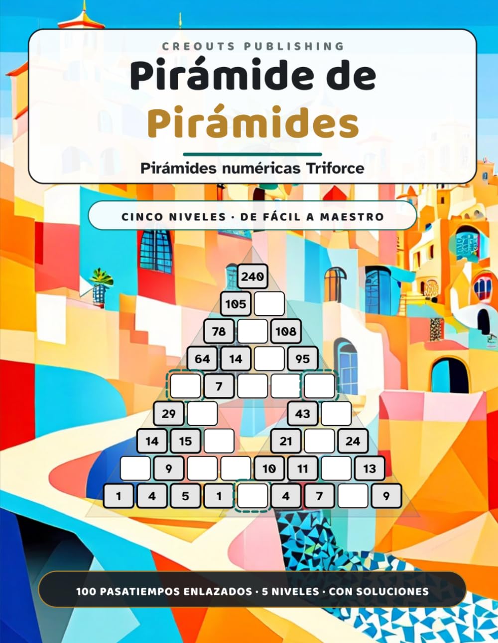 Pirámide de Pirámides: Pirámides numéricas Triforce · 100 pasatiempos enlazados · Con soluciones
