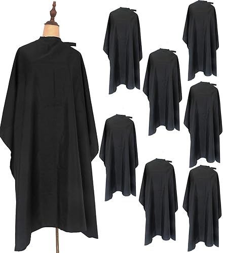 Capa de corte de pelo negro para peluquería de peluquería impermeable para clientes, hombres y adultos (8PCS-capas de peluquero)