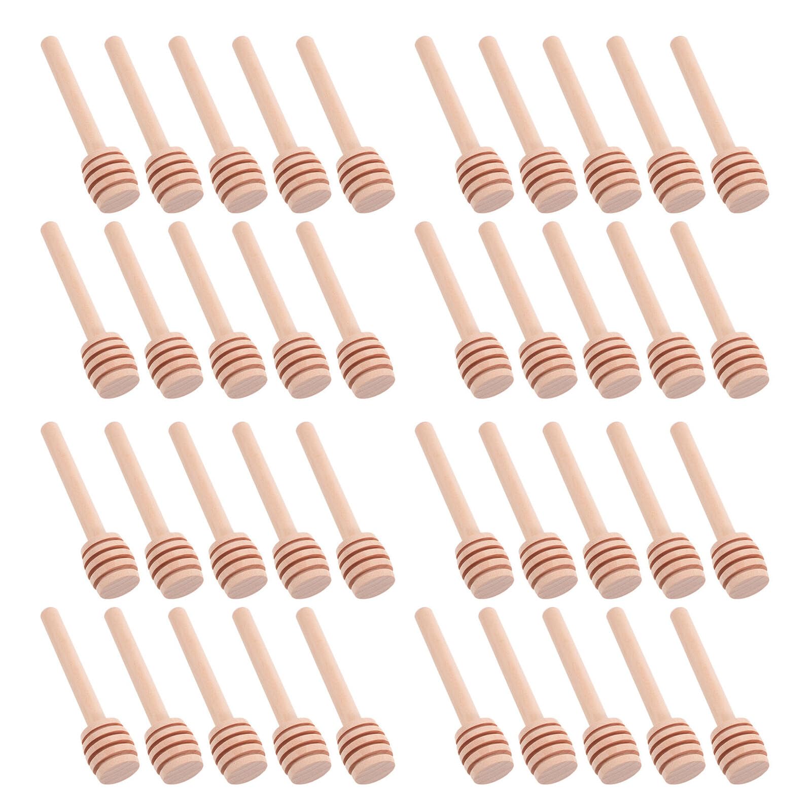 Cuillère à miel en pin au design rainuré pour un service de haute précision