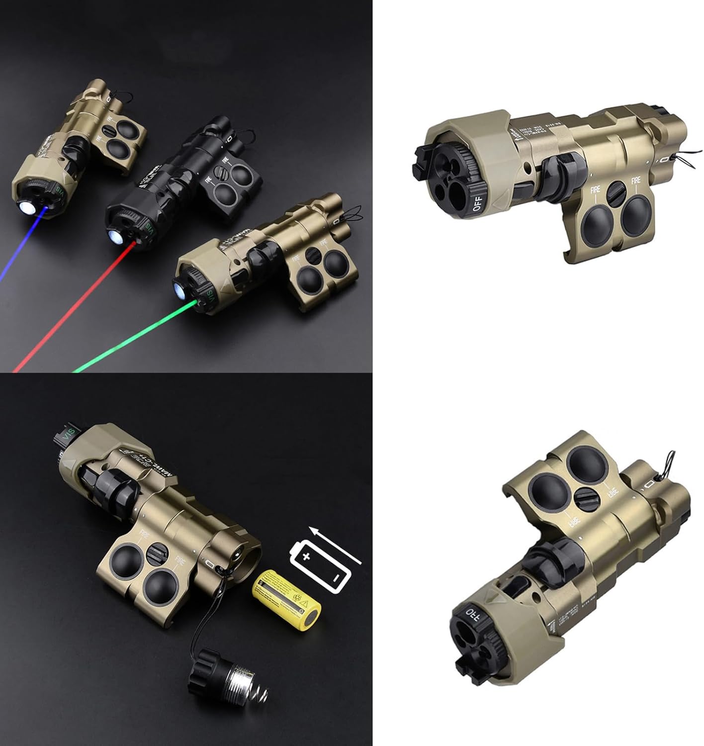 ML C1+ Metal Box Laser Sights Flashlight，with IR Laser + Red/Green/Blue Laser Sight + IR Fill Light + Strobe/Momentary/Constant Modes Whitelight LED 220 Lumens Flashlight，for 20mm Rail