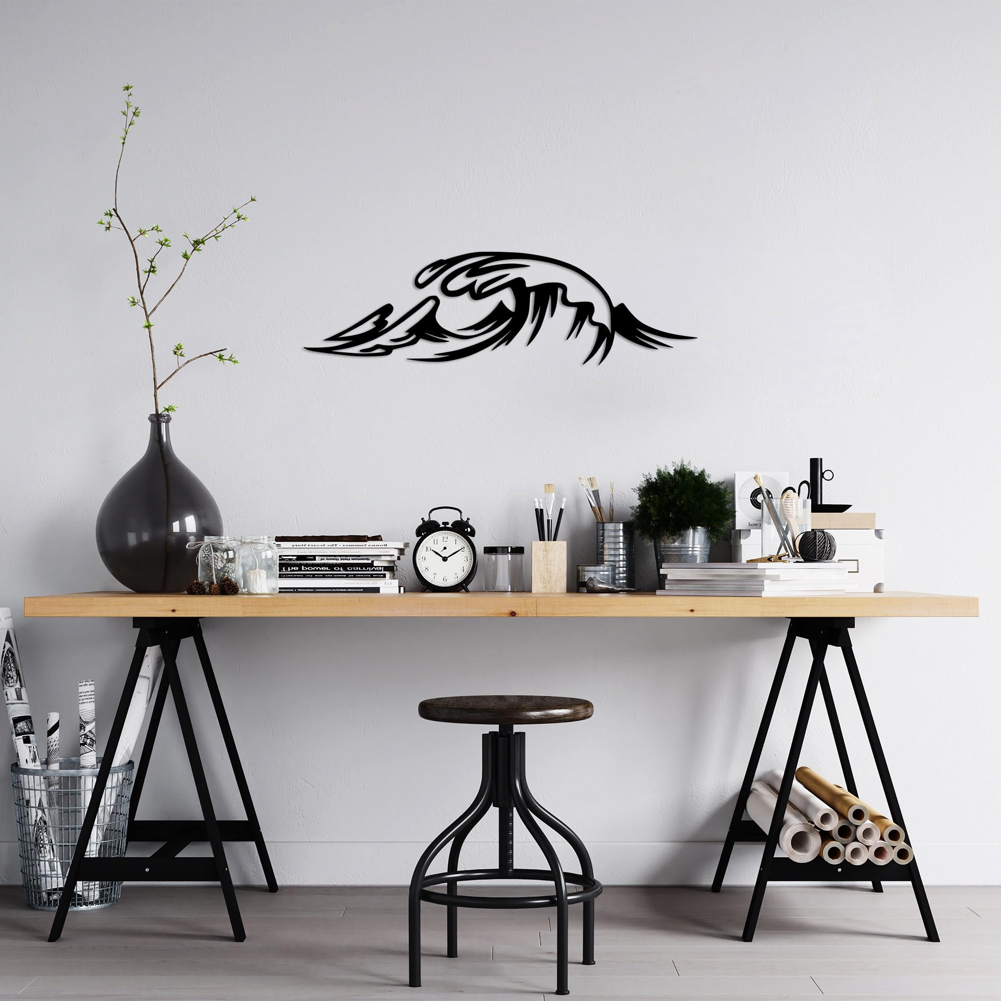 Accessoire mural décoratif élégant métal noir 20 x 70 cm maison