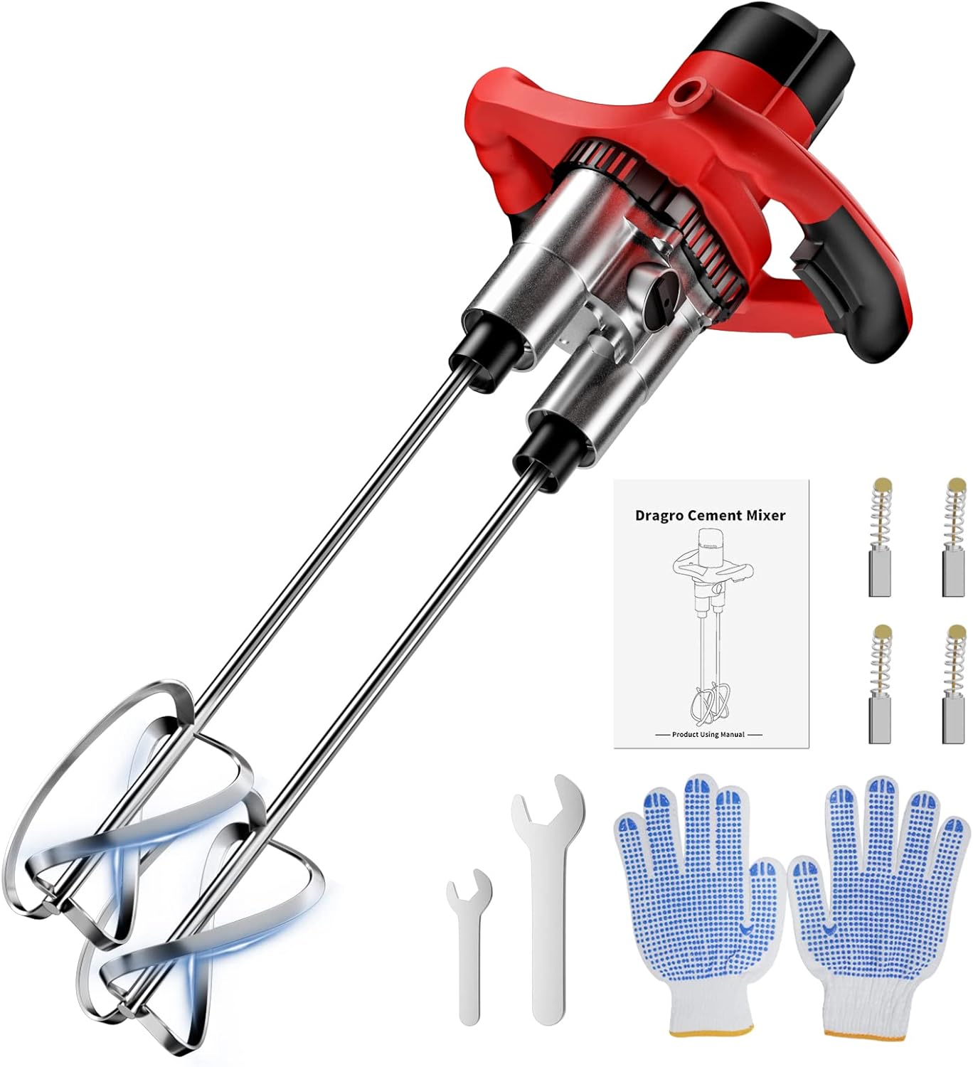 DoublePaddle Electric Cement Mixer, 2300W Handheld