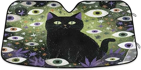 Black Cat Evil Eyes Windshield Sun Shade Foldable Folding Reflector as seen on tv Products cubre sol para carro