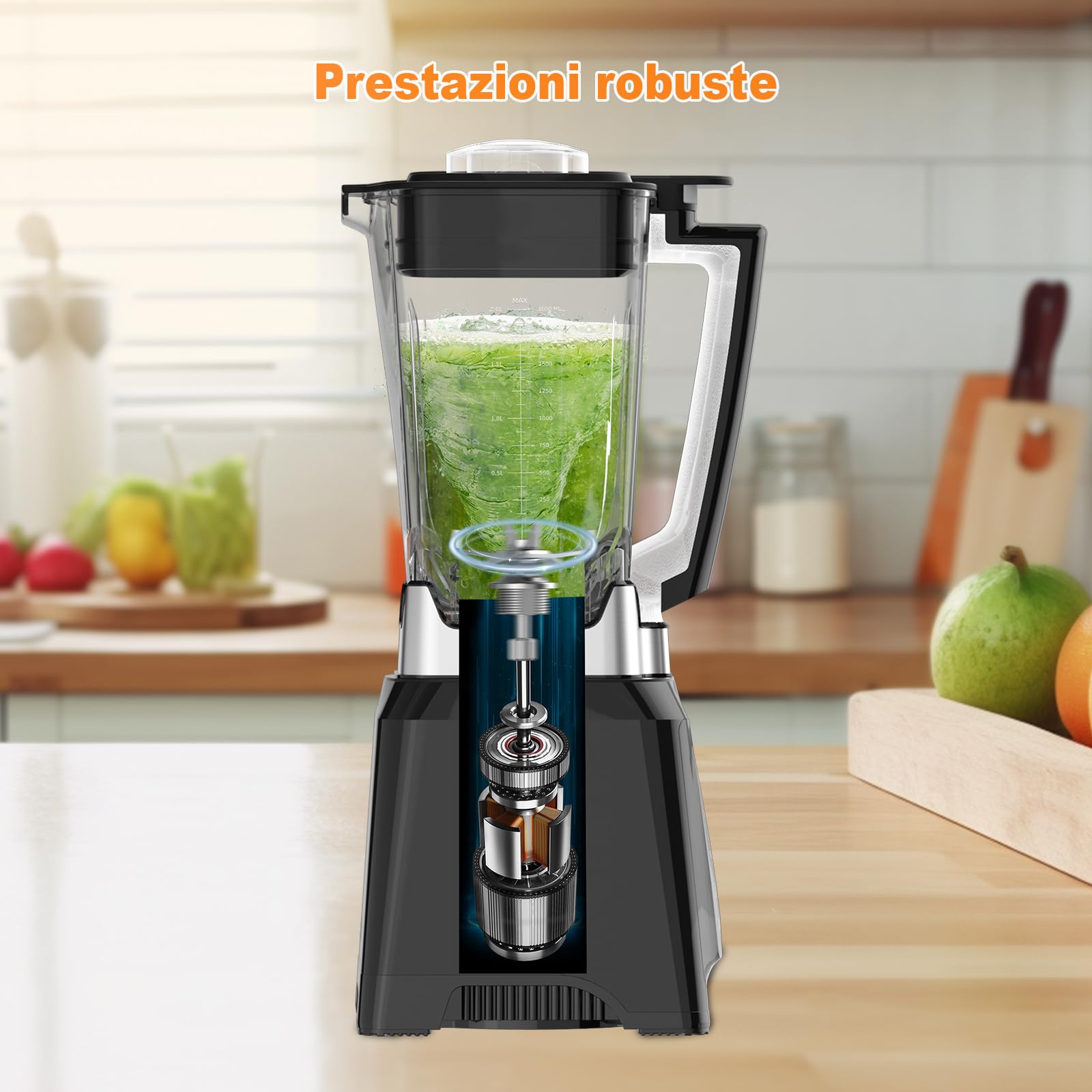 KOTLIE NY-8088EJA - Frullatore da Tavolo 2L, 7 Funzioni, Autopulente (Senza Riscaldamento)