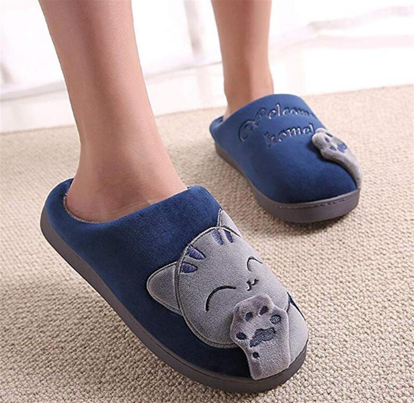 Zapatillas Casa Mujer Con Forro De Felpa Y Suela Dura - Cómodas/Blanditas/Mulliditas Y Calentitas, Unisex-Adulto (black 41/42 EU)