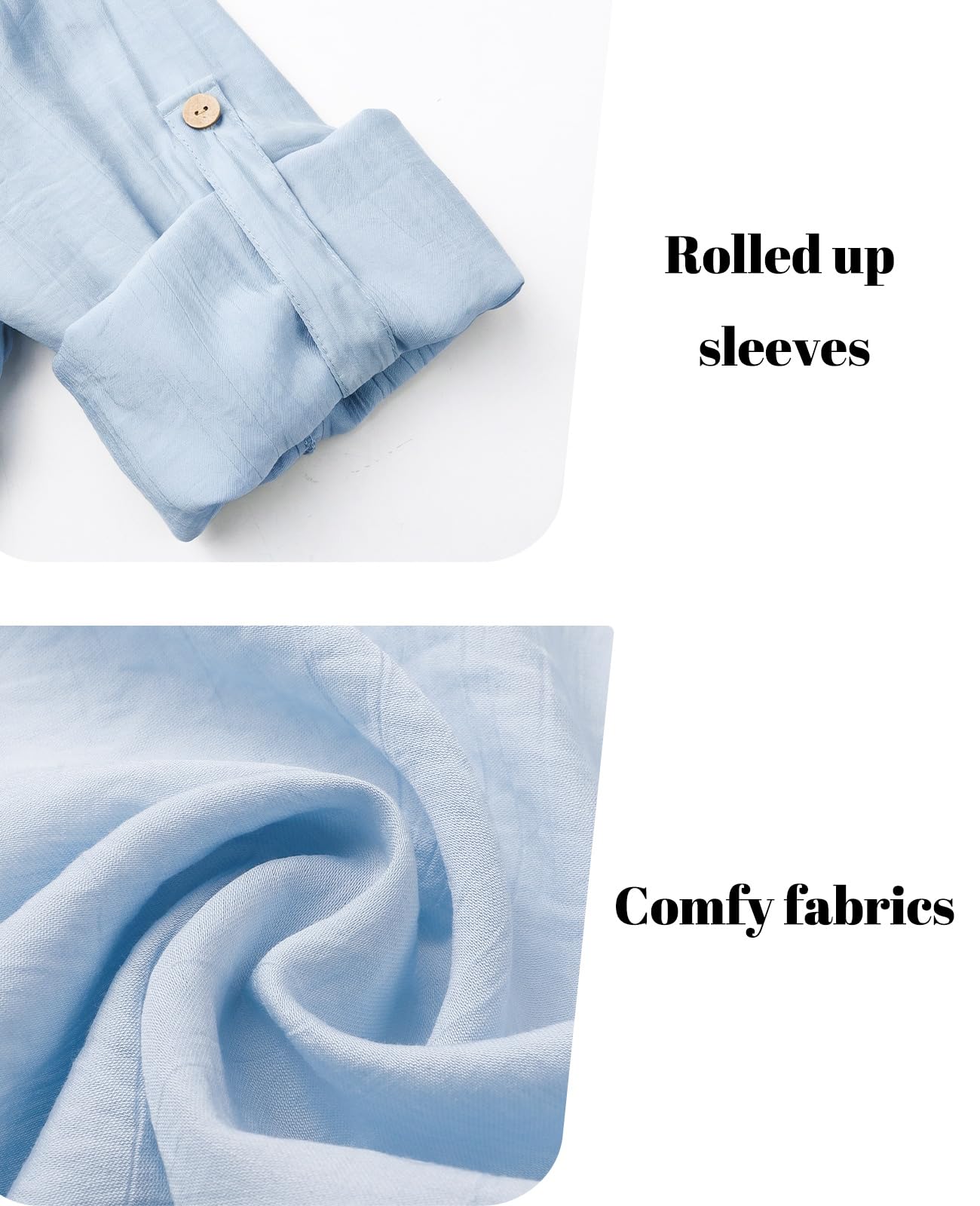 Adigaber Chándal de Manga Larga para Mujer Camisa con Botones y Holgado Cintura Alta Pierna Ancha Cordón Pantalones con Bolsillos — view 6