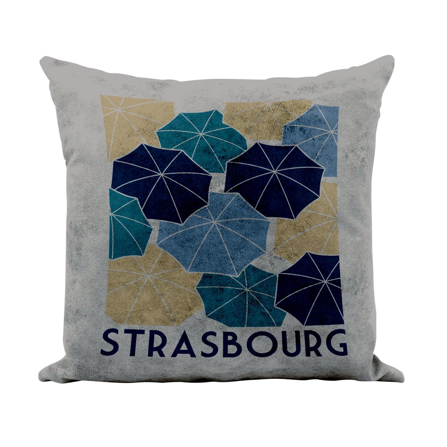 Coussin Strasbourg 40x40 cm en similicuir gris avec housse et garnissage inclus