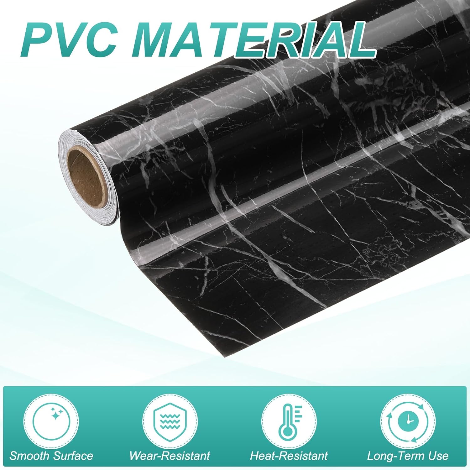 HARFINGTON Wood Grain Wallpaper Border 8" x 16.4ft PVC Self-Adhesive Textured Frame Sticker Waterproof Wall Decorative Wallpaper for Floor Door Table Cabinets Desk, Black Texture