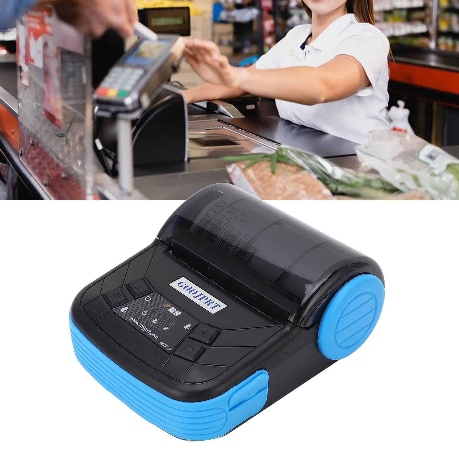 Impresora Térmica 80mm Bluetooth Impresión Inalámbrica Amplia Compatibilidad Impresora Portátil de Recibos de bajo Ruido para el Hogar Oficina Viajes de Negocios