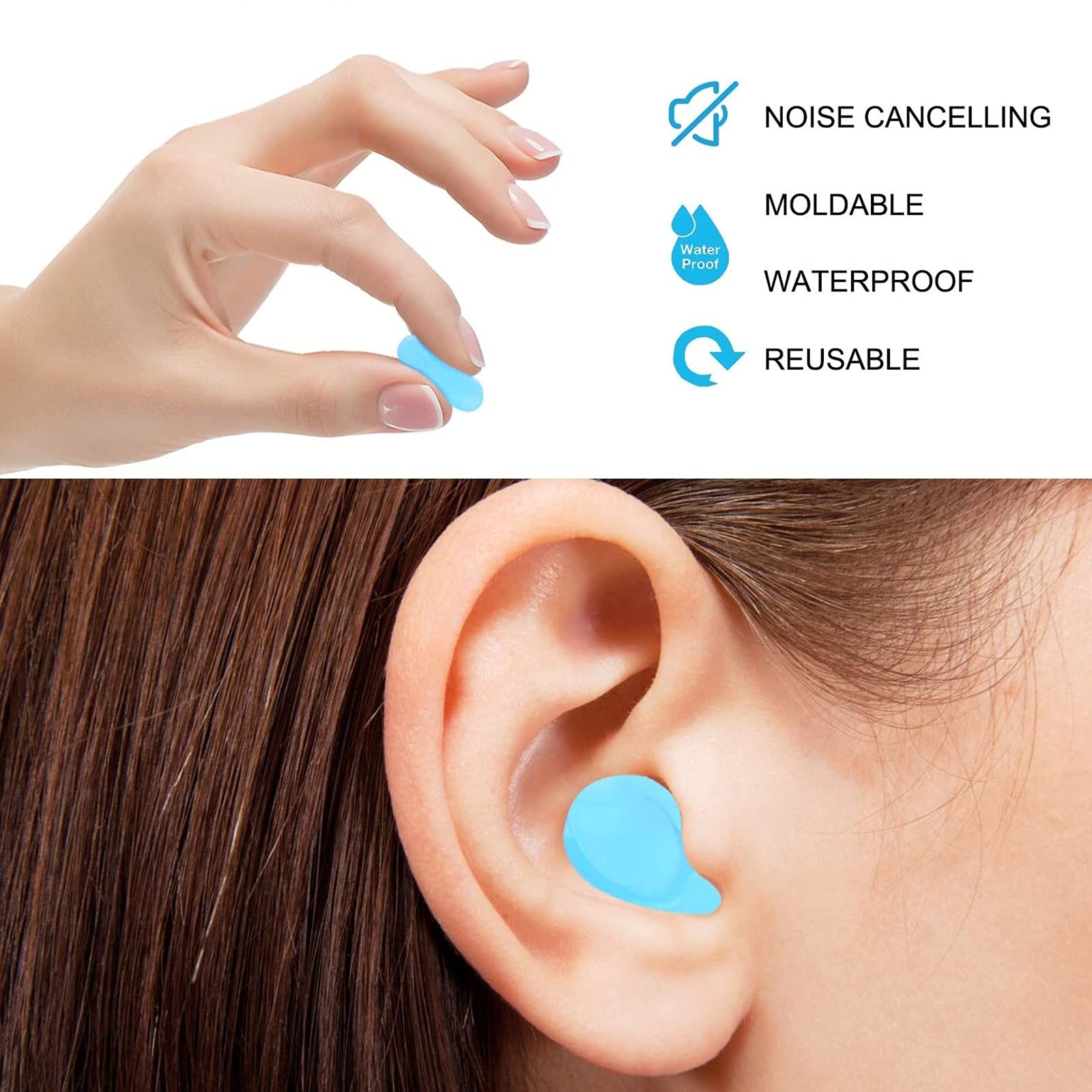 Tappi per orecchie in silicone pezzi tappi per orecchie per dormire modellabili Boule Quies silicone riutilizzabili e impermeabili tappi per orecchie | Leroy Merlin